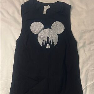 Bella Canvas Black Tank with Silver Mickey Mouse Glitter Design